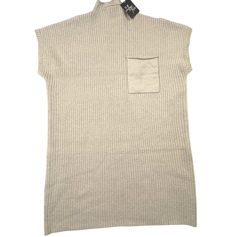NWT Zenana Sweater Vest Dress Women L Oatmeal Ribbed‎ Mock Neck BRAND NEW!